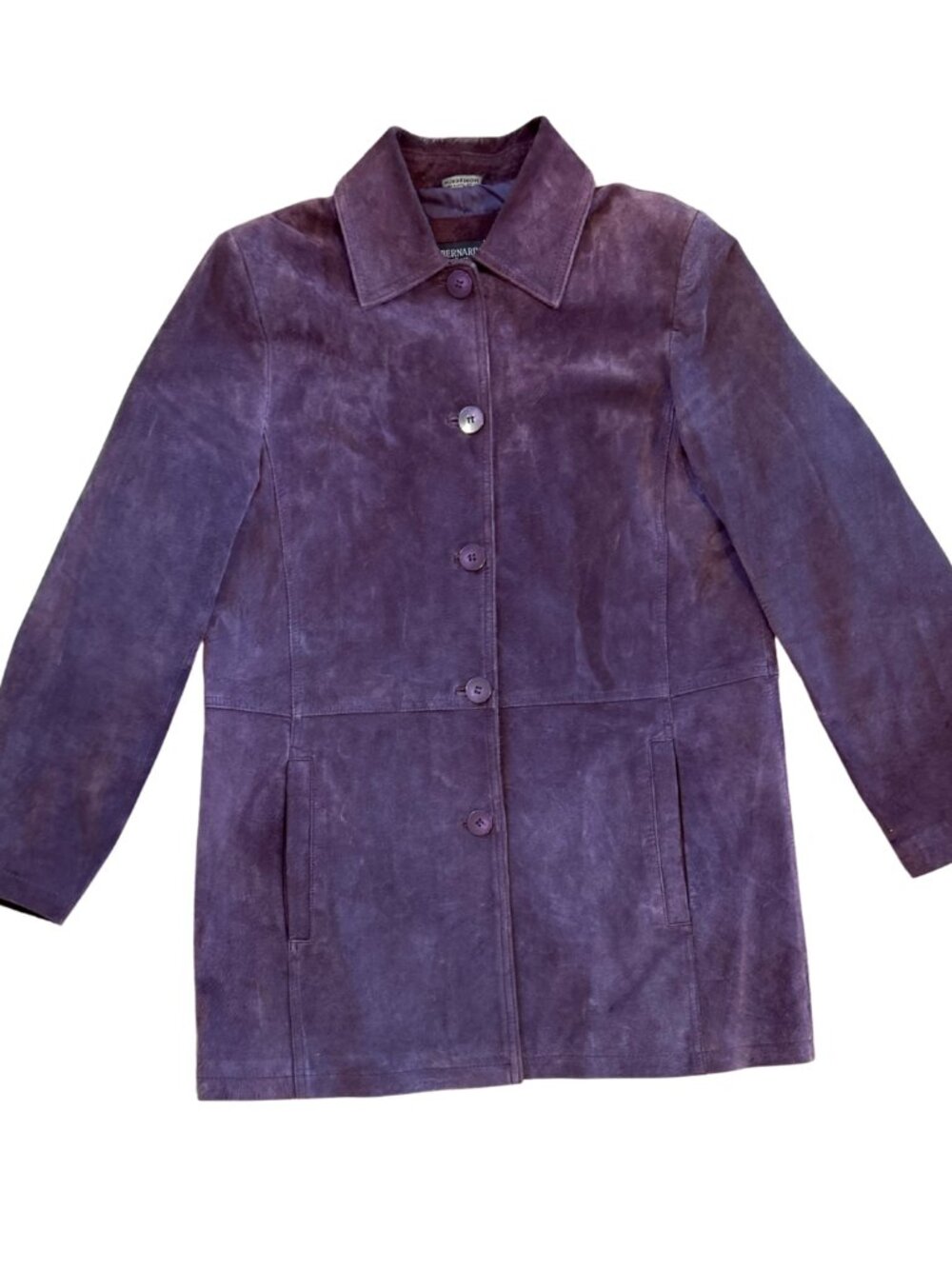 Vintage 90s Nordstrom Bernardo Collection Long Purple Suede Leather Blazer Sz M